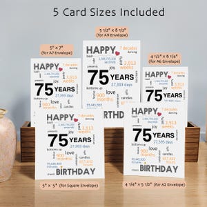 Celebrate their 75th birthday with our printable birthday card, available in five popular sizes. Instantly download and choose the perfect one to send to your loved one for a memorable birthday celebration.