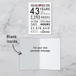 The inside of the 43rd birthday printable card is left blank, giving you the space to write a heartfelt message and add a personal touch to their special birthday.