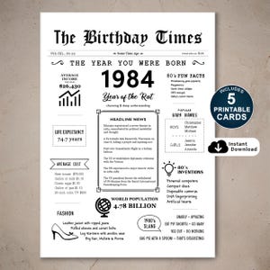 Joyeux 41e anniversaire carte, carte d'anniversaire imprimable pour 41e anniversaire, né en 1984 cadeau pour lui ou elle, téléchargement immédiat