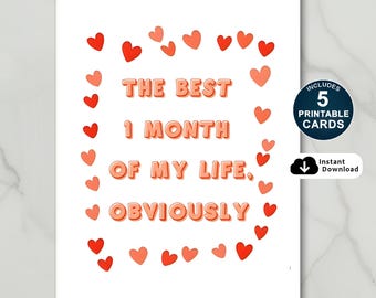 Tarjeta de aniversario de 1 mes: Dulce regalo de amor (Tarjeta imprimible)