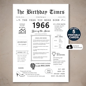 59e verjaardagskaart afdrukbare, afdrukbare verjaardagskaart voor 59e verjaardag, geboren in 1966 Cadeau voor man, vrouw, hem of haar, Instant Download