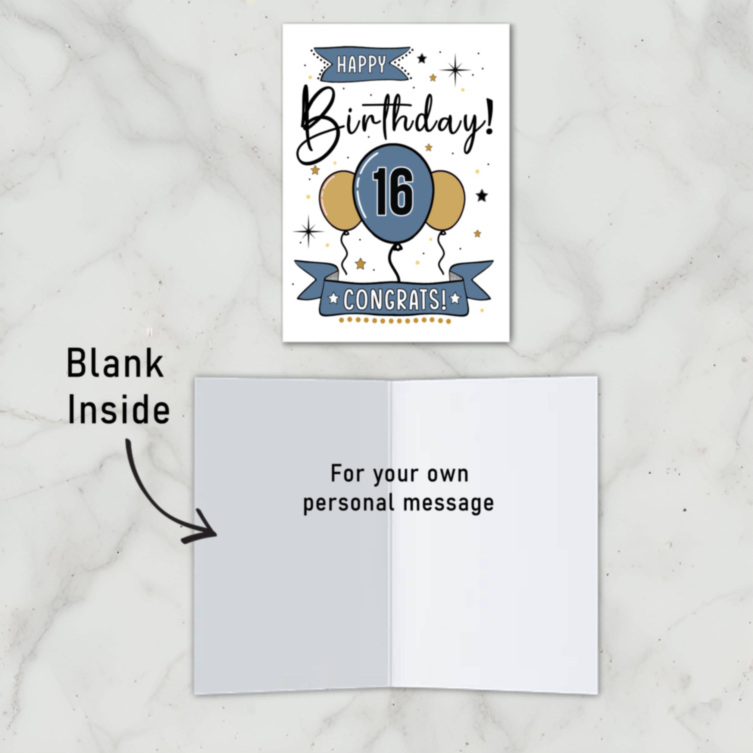 Express Yourself Geldkarte 'Happy Birthday 16' – Mit Umschlag, Innen Blanko Zum Geld Verschenken