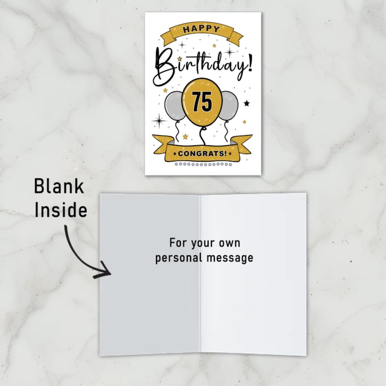 Printable 75th Birthday Card Happy 75th Birthday Card Happy 75th ...