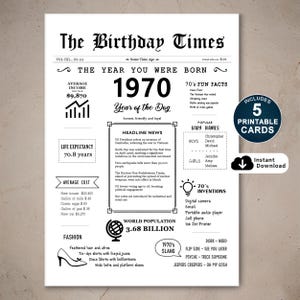 Carte de joyeux anniversaire 55 ans, carte d'anniversaire imprimable pour 55 ans, né en 1970, cadeau pour mari, femme, oncle ou tante, téléchargement immédiat
