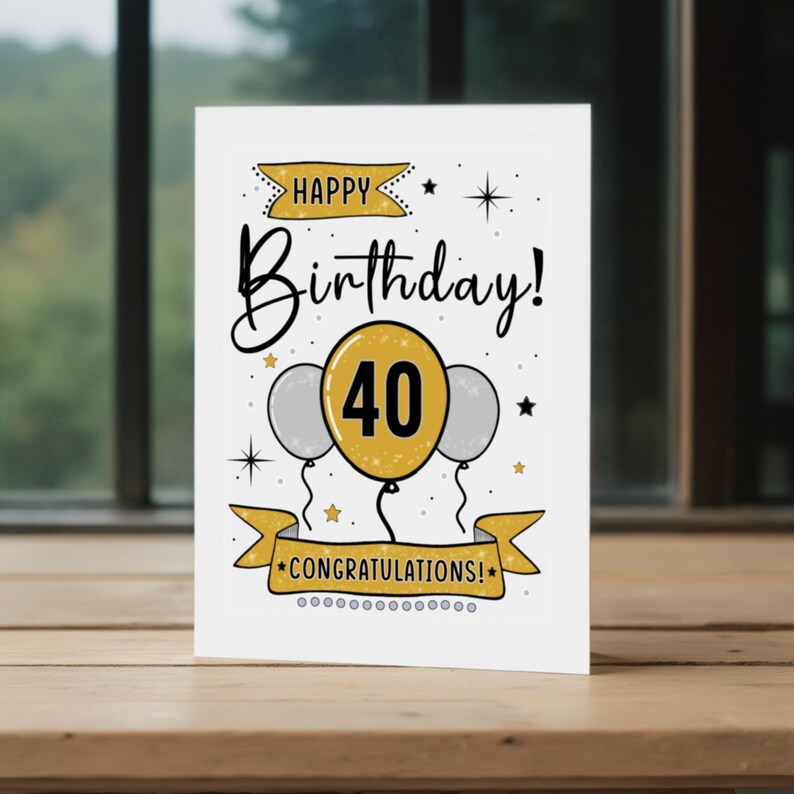 Celebrate their 40th birthday with a Happy 40th Birthday Card! This lovely card, set against a backdrop of trees in a window, is sure to bring a smile. It’s the perfect way to make their milestone birthday unforgettable