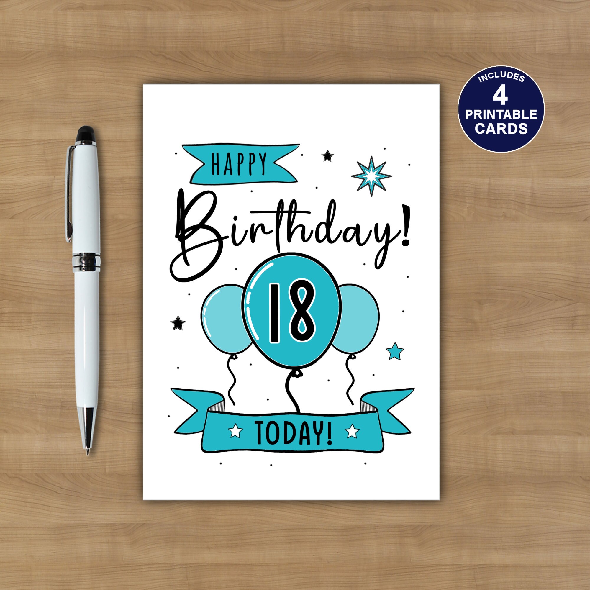 Printable 18th Birthday Card Happy 18th Birthday Card | Etsy