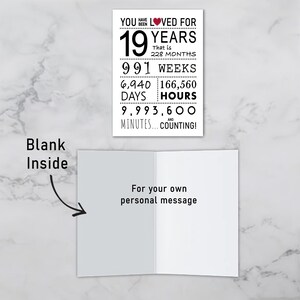 The inside of the 19th birthday printable card is intentionally blank, allowing you to pen a heartfelt message and add a personal touch to their special day.