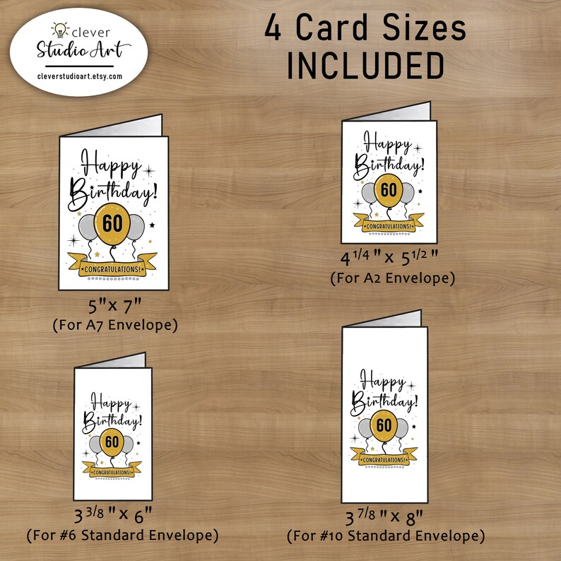 Printable 60th Birthday Card Happy 60th Birthday Card - Etsy