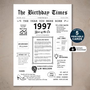 Tarjeta de cumpleaños número 28 para imprimir, tarjeta de cumpleaños número 28 para imprimir, regalo para hijo o hija nacido en 1997, DESCARGA INSTANTÁNEA