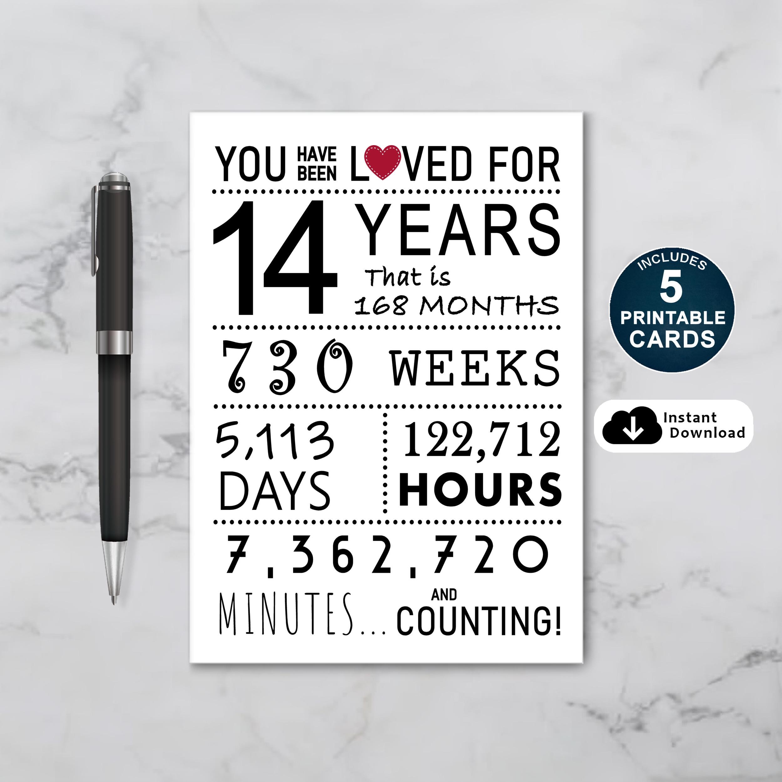 14th birthday card: you have been loved - printable pdf (5 sizes