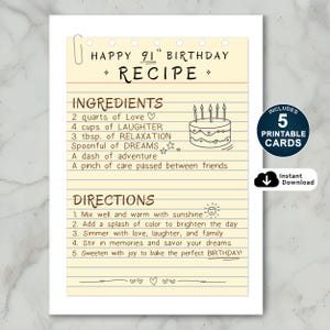 Tarjeta de cumpleaños número 91, tarjeta para cumpleaños número 91, tarjeta de cumpleaños número 91 imprimible, tarjeta de cumpleaños para mamá o abuela, tarjeta de cumpleaños con receta