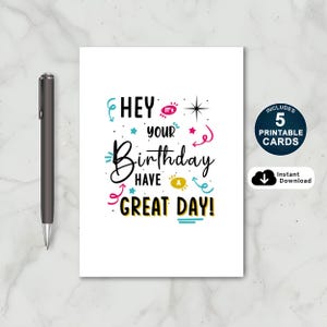 Celebrate a birthday with our charming card! Featuring a festive design and the cheerful message 'Hey, it's Your Birthday!' Available in 5 popular sizes, it's the perfect way to make your loved one's day extra special