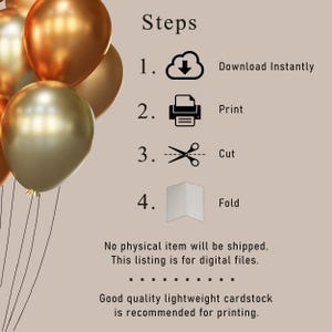 Please note: No physical item will be shipped; this listing is for digital files and is available for immediate download. We recommend using good quality cardstock for printing the 52nd birthday card.