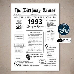 Biglietto di auguri per il 32° compleanno stampabile, biglietto di auguri per il 32° compleanno stampabile, regalo per nato nel 1993 per lui o per lei, DOWNLOAD IMMEDIATO