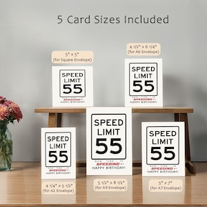 Celebrate their 55th with our printable Speed Limit Birthday Card, available in five popular sizes. Instantly download and choose the perfect design to make their birthday truly memorable.
