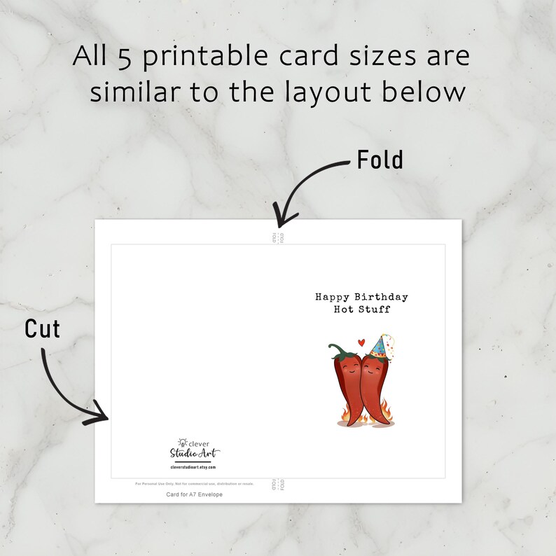 Spice up their day with this adorable birthday card featuring two chili peppers in love! Perfect for the hot stuff in your life, it’s a fun, heartfelt way to show your love. Each card is easy to cut and fold after printing!