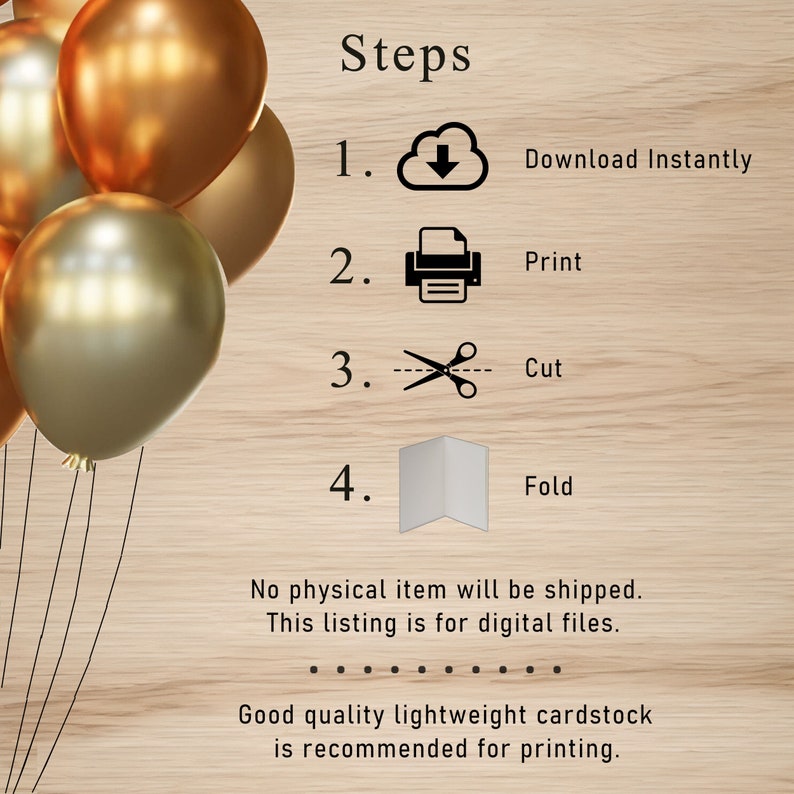 Please note: No physical item will be shipped; this listing is for digital files and are available for immediate download. We recommend using good quality cardstock for printing the 49 year anniversary card.