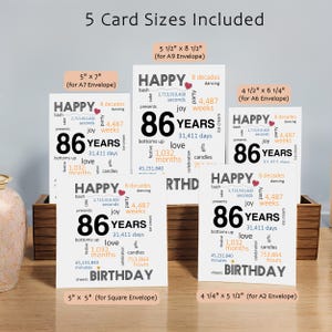 Celebrate their 86th birthday with our printable birthday card, available in five popular sizes. Instantly download and choose the perfect one to send to your loved one for a memorable birthday celebration.