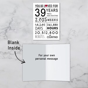 The inside of the 39th birthday printable card is left blank, giving you the space to write a heartfelt message and add a personal touch to their special birthday.