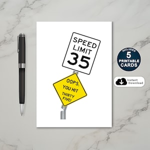 35th Birthday Card, Oops You Hit 35 Birthday Card, Funny 35th Birthday Card, Printable Birthday Card