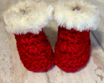 My First Christmas Baby Booties, Santa baby booties, Christmas baby shoes, crochet baby shoes, my first Christmas gift, crochet baby booties