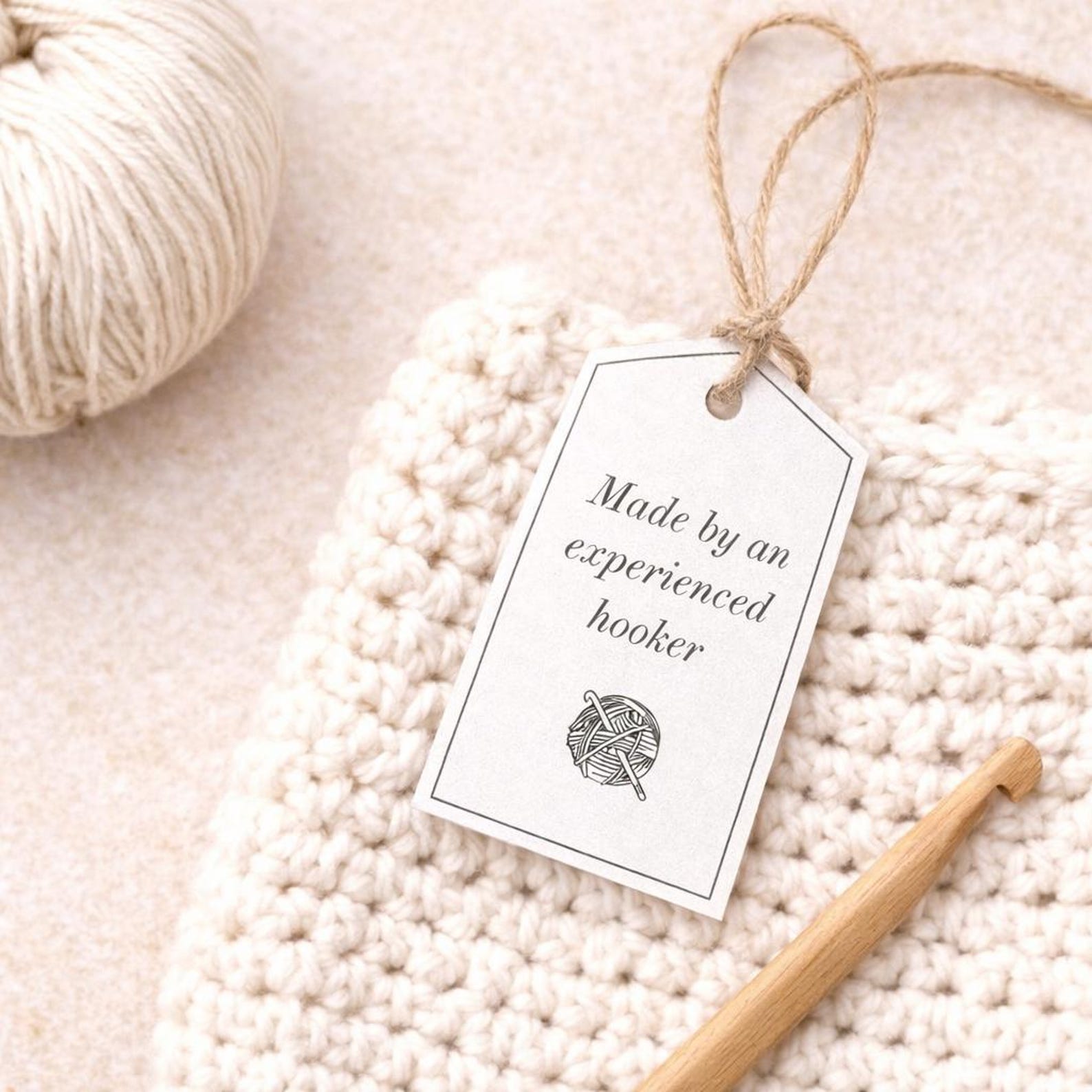 Printable Crochet Tag | Made by an Experienced Hooker Tag | Funny ...