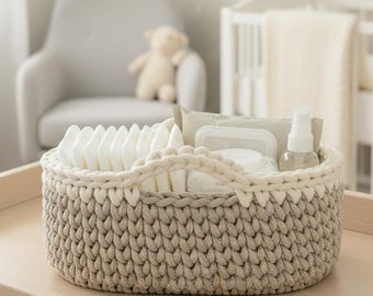 Crochet Nappy Caddy Pattern, Crochet Diaper Caddy Pattern, crochet oval storage basket pattern