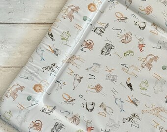 Alphabet Baby Changing Mat, alphabet animal changing mat, a-z baby changing mat, baby change mat, baby changing mat,  nursery changing mat.
