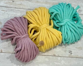 Mystery Bundle of Bobbiny and Bilibag 9mm Braided Cotton Cord, braided yarn, chunky yarn, macrame yarn, braided cotton yarn, chunky cord.