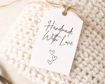 Printable Handmade With Love Tags | Black & White Gift Tags | DIY Product Labels | Instant Download | Small Business Packaging