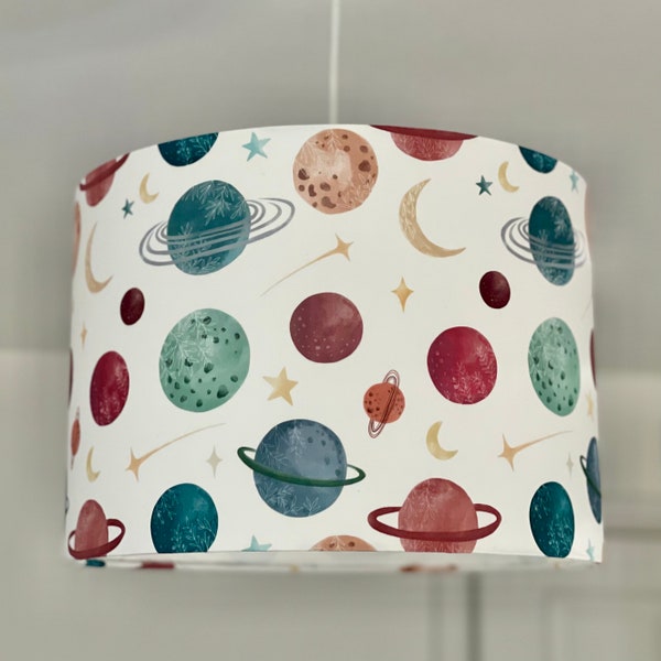 Space Lampshade, Planet Lampshade, space lamp shade, space nursery theme, childrens space lampshade, space lamp, play room lampshade.