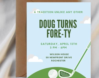 Cumpleaños con temática de Masters Golf Una tradición Cuarenta, Primero, Cuarenta Fiesta del cuadragésimo, Torneo de Masters, Trigésimo, Sexagésimo Treinta Cincuenta Sesenta