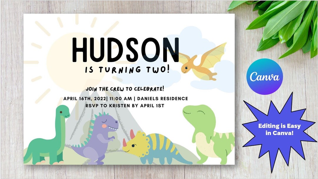 Dinosaur Birthday Invitation, Dino Boy Birthday Invite, Jurassic ...