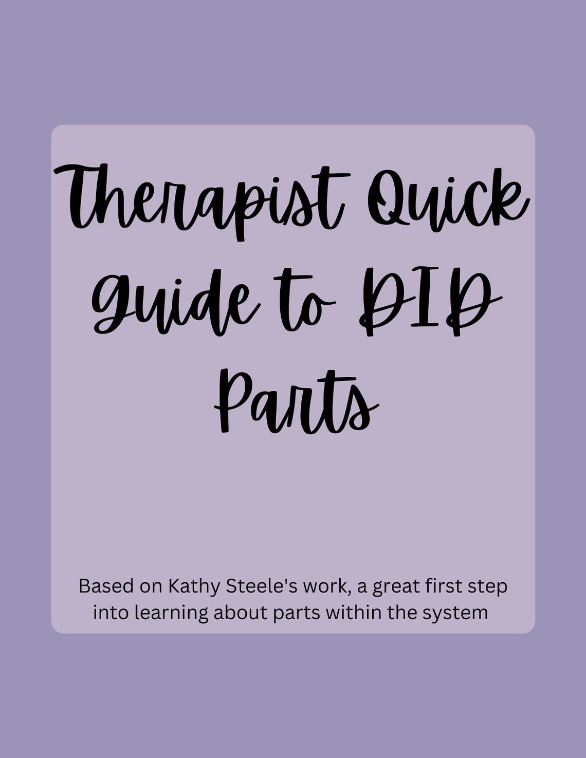 Therapist Quick Guide to DID Parts - Etsy