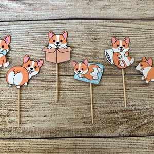 Corgi Cupcake Toppers Birthday Set of 12