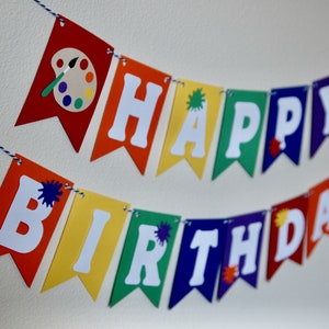 Paint Birthday Banner Custom, Art Party Birthday Banner, One Banner, Highchair Banner, Name Banner, Personalized Banner