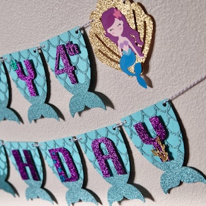 Mermaid Birthday Banner Custom, One Banner, Highchair Banner, Name Banner, Personalized Banner