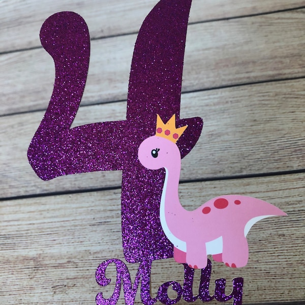 Girl Dinosaur Princess Custom Birthday Cake Topper Brontosaurus