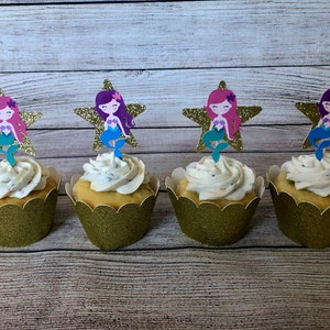 Mermaid Cupcake Topper Birthday Glitter