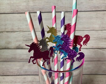 Unicorn Paper Party Straws Set of 10