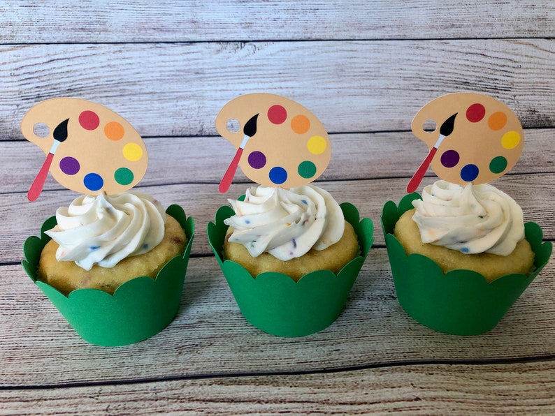 Paint Party Cupcake Toppers Art Party Cupcake Toppers Etsy