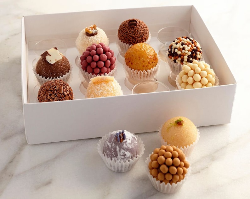 Handmade Brigadeiro Truffles Gift Box Assorted Delicious Dessert Gourmet Sweet Gifts Valentine's Day Mother's Day Medium - 12 Counts