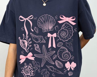 Coquette Seashell Svg, Seashell Shirt Png, Beach Lover, Ocean Lover Gift, Coquette Shirt, Summer Vibes Png, Vintage Summer, Summer Shirt Svg
