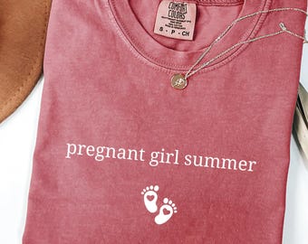 Camiseta de verano para embarazadas, camiseta para anunciar el embarazo, regalo para baby shower, regalo para futura mamá, camiseta para revelar la identidad del bebé, linda camiseta de embarazo