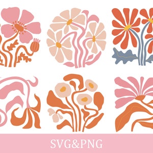 Abstract Flower Svg, Retro Flower Svg, Flower Clipart, Floral Svg, Boho Flower Svg, Daisy Flower Svg, Wall Art Svg, Flower Cut File, Cricut