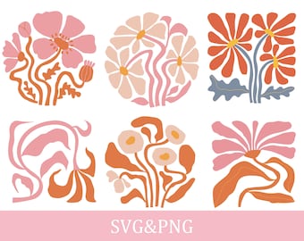 Abstract Flower Svg, Retro Flower Svg, Flower Clipart, Floral Svg, Boho Flower Svg, Daisy Flower Svg, Wall Art Svg, Flower Cut File, Cricut