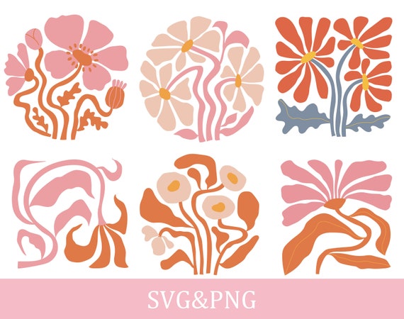 Abstract Flower Svg, Retro Flower Svg, Flower Clipart, Floral Svg, Boho Flower Svg, Daisy Flower Svg, Wall Art Svg, Flower Cut File, Cricut