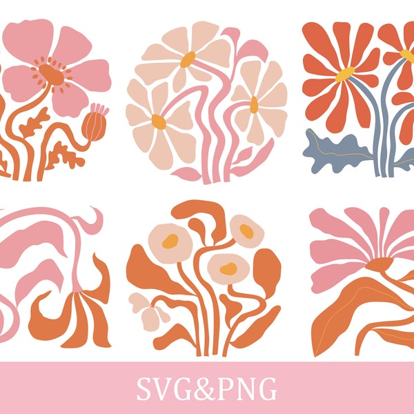 Abstract Flower Svg, Retro Flower Svg, Flower Clipart, Floral Svg, Boho Flower Svg, Daisy Flower Svg, Wall Art Svg, Flower Cut File, Cricut