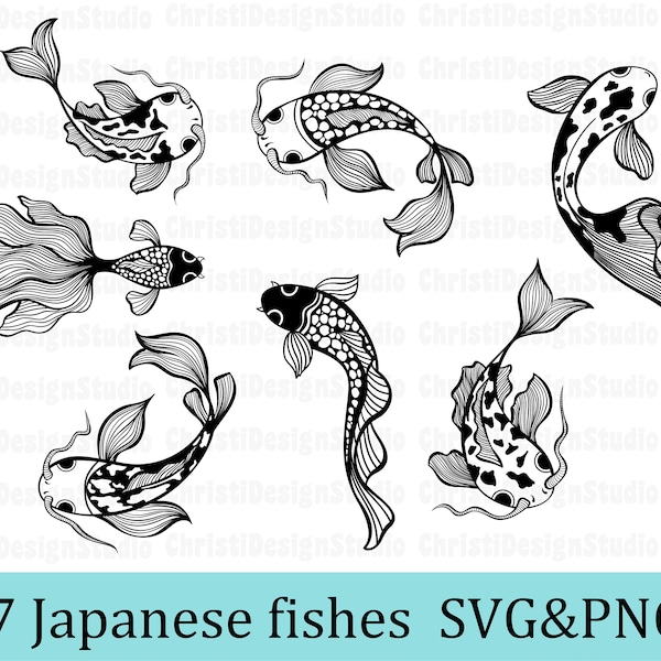 Koi Fish Svg, Koi Fish Clipart, Japanese Fish Svg, Ocean Life Svg, Fish Svg, Sea Creature Svg, Cricut, Fish Png, Fish Cut File, Digital file