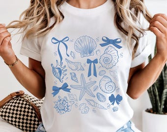 Coquette Seashell Svg, Seashell Shirt Png, Beach Lover, Ocean Lover Gift, Coquette Shirt, Summer Vibes Png, Summer Shirt Svg, Vintage Summer